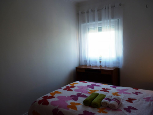 Room with a double bed in a 3-bedroom apartment in Santa Apolónia