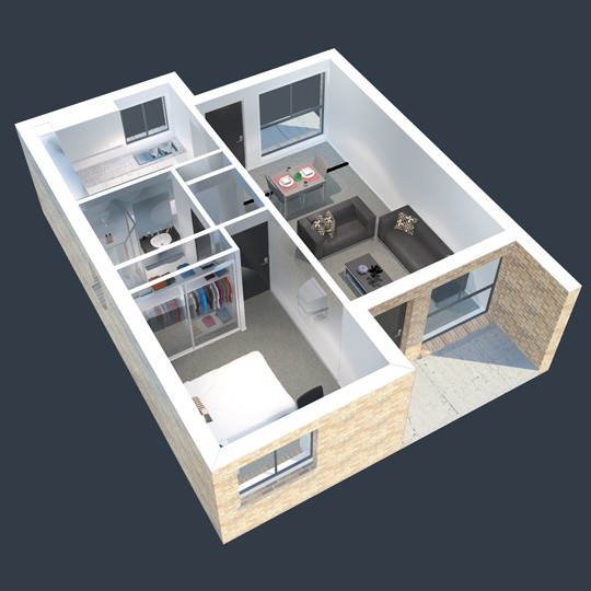 1 Bedroom Apartment West superior double + AirCon