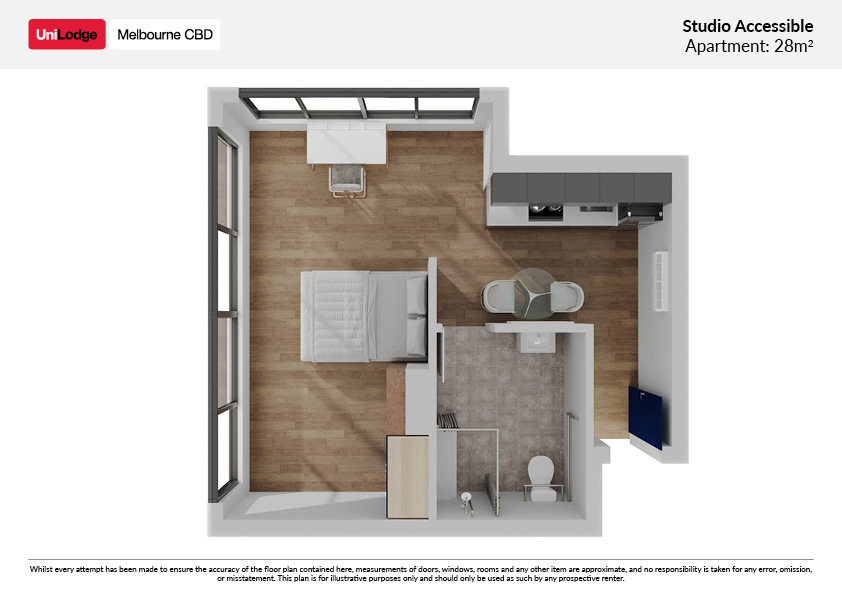 Studio Queen Accessible - UniLodge Melbourne Flagstaff - Gallery - 2