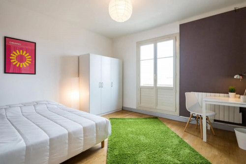 Cute double bedroom with balcony in a 3-bedroom apartment in Monplaisir