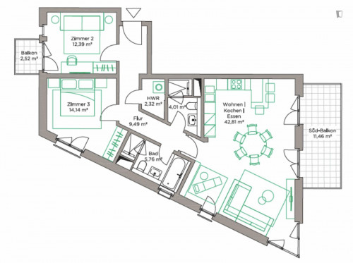 Spacious 2-bedroom apartment with balcony close to Gleisdreieck park