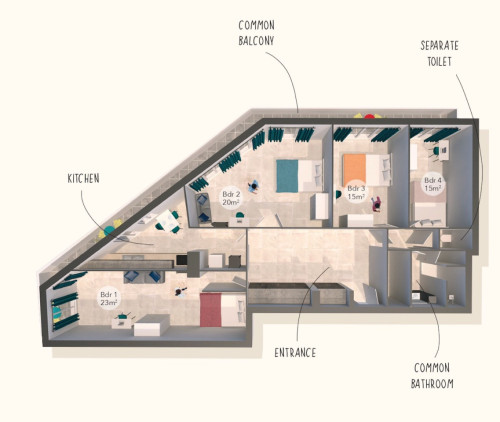 Bright apartment located in the 4th district of Marseille