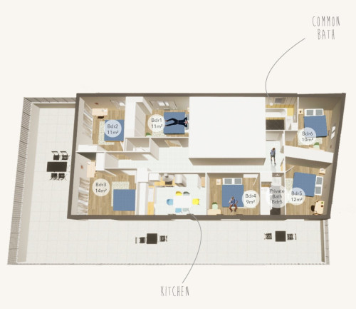 Bright 6 bedroom apartment in the city center of Lyon