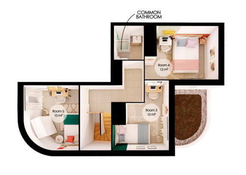 Majestic 136 m² duplex in coliving in Villeurbanne