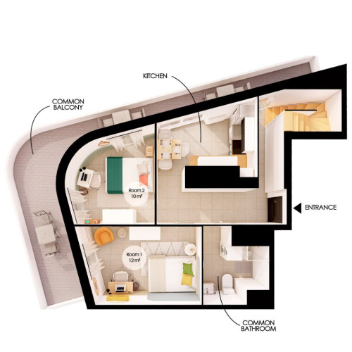 Very nice 131 m² duplex in coliving in Villeurbanne