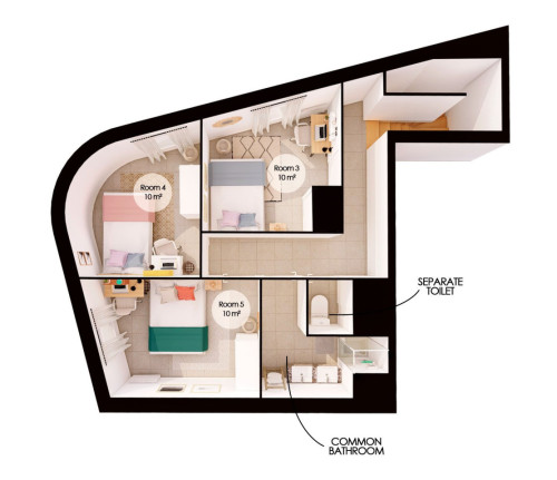 Very nice 131 m² duplex in coliving in Villeurbanne