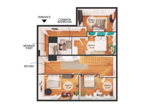 Beautiful 137 m² duplex apartment in coliving in Lille