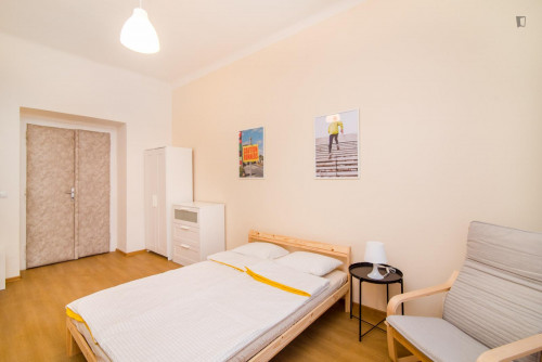 Bright double bedroom in a 5-bedroom apartment close to Grebovka park