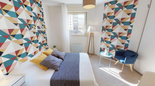 Luminous double bedroom near the Part Dieu train station
