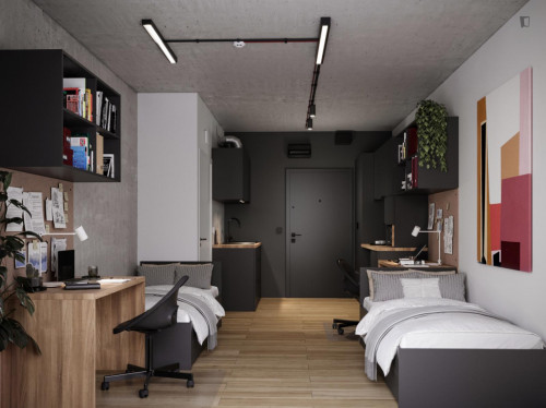 Bed in a cosy twin bedroom close to Błonia w Krakowie - Gallery - 6