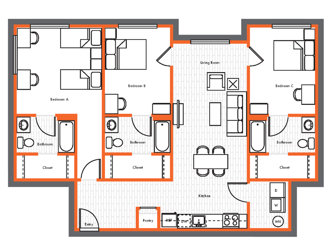  3 Bed, 3 Bath Classic A  -  Yugo Corvallis Domain  - Gallery -  3