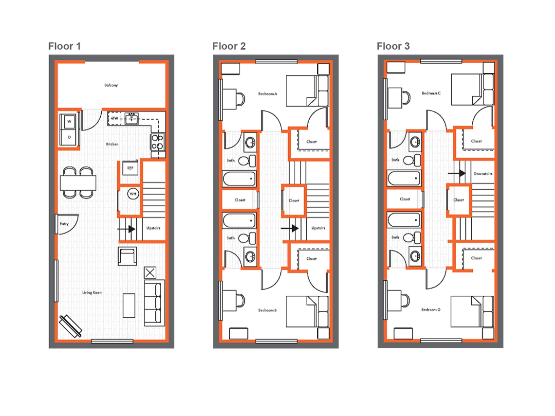  4 Bed, 4 Bath Townhome  -  Yugo Corvallis Domain  - Gallery -  5