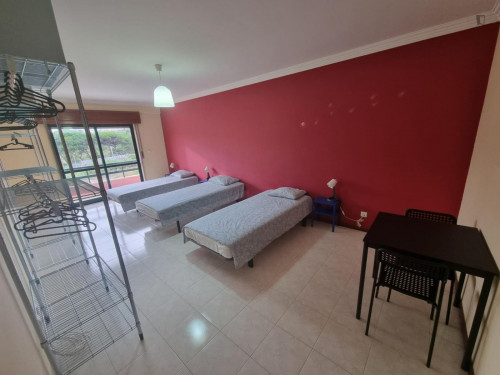 Single bedroom, with balcony, in 3-bedroom apartment