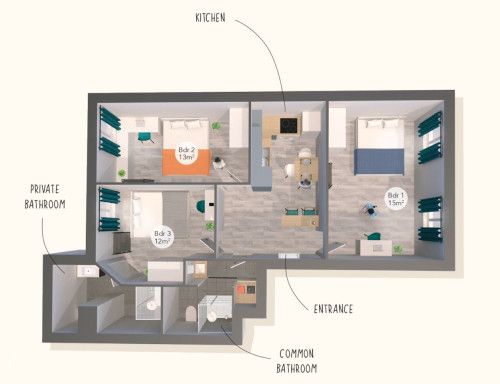 Furnished and decorated apartment in Marseille