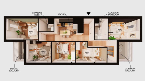 Beautiful 82 m² apartment in coliving in the Grand Parc district in Bordeaux