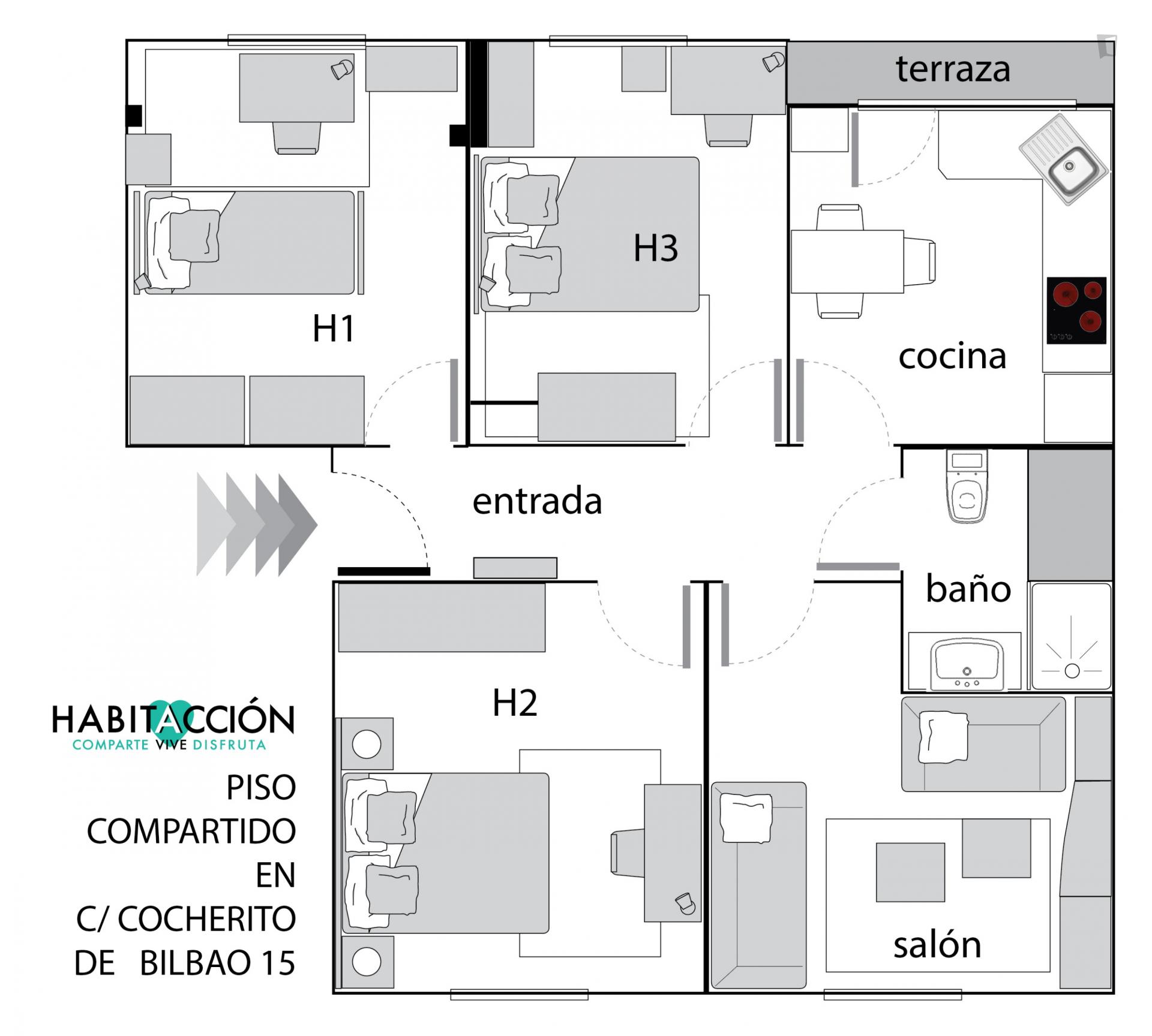 Super cool single bedroom in Santutxu