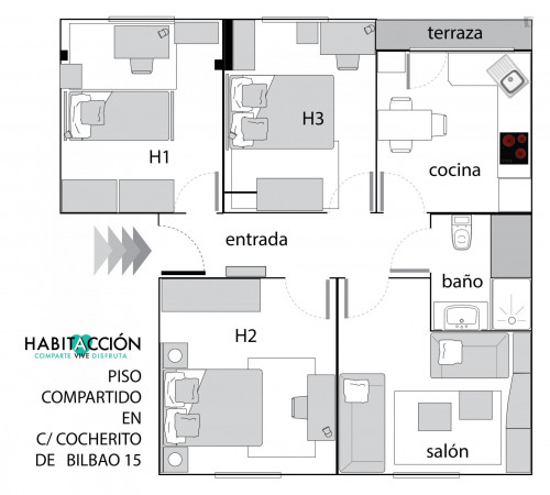 Super cool single bedroom in Santutxu - Gallery - 2