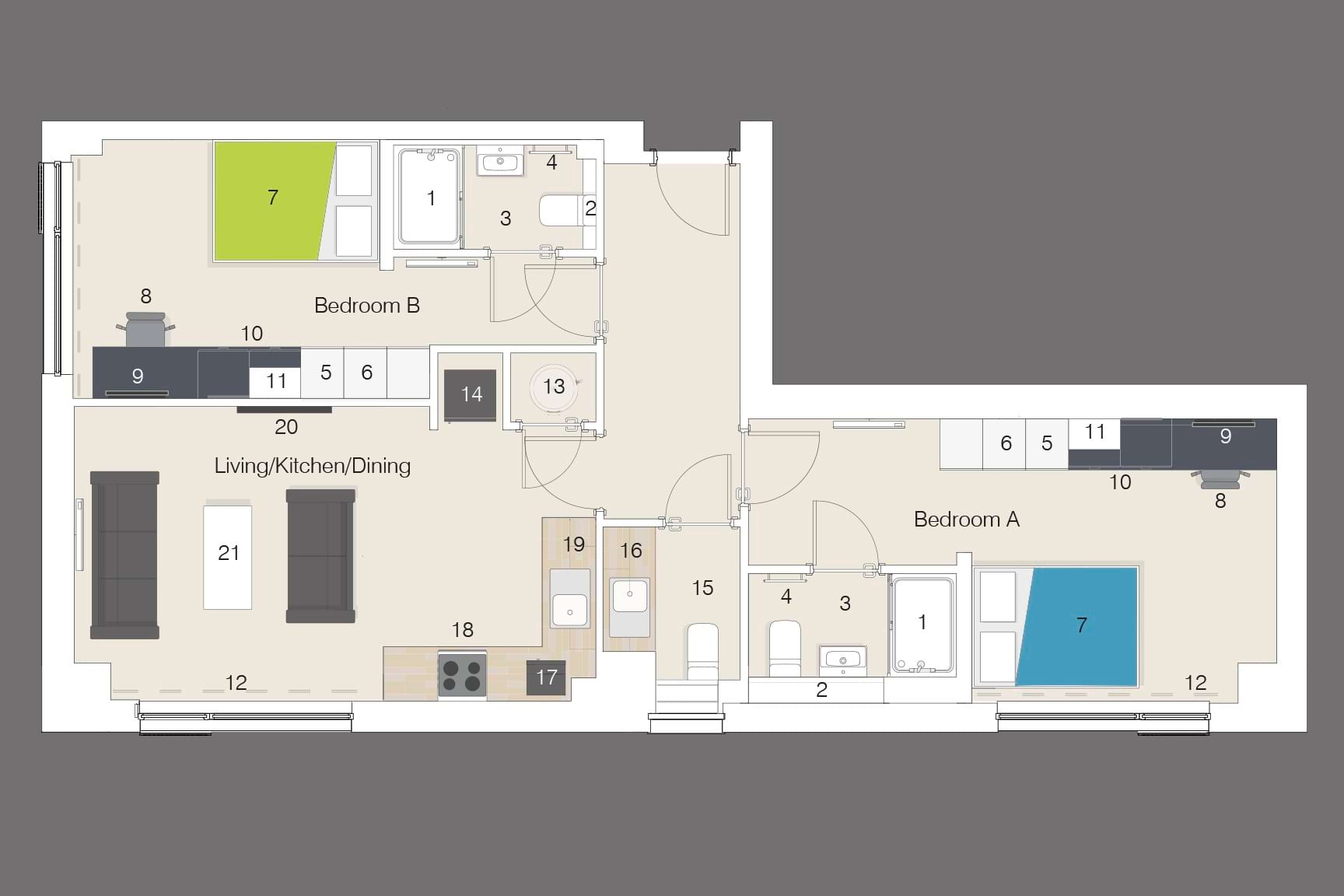 Upper Deluxe 2 Bedroom Apartment - CODE Fairfax Street - Gallery - 5