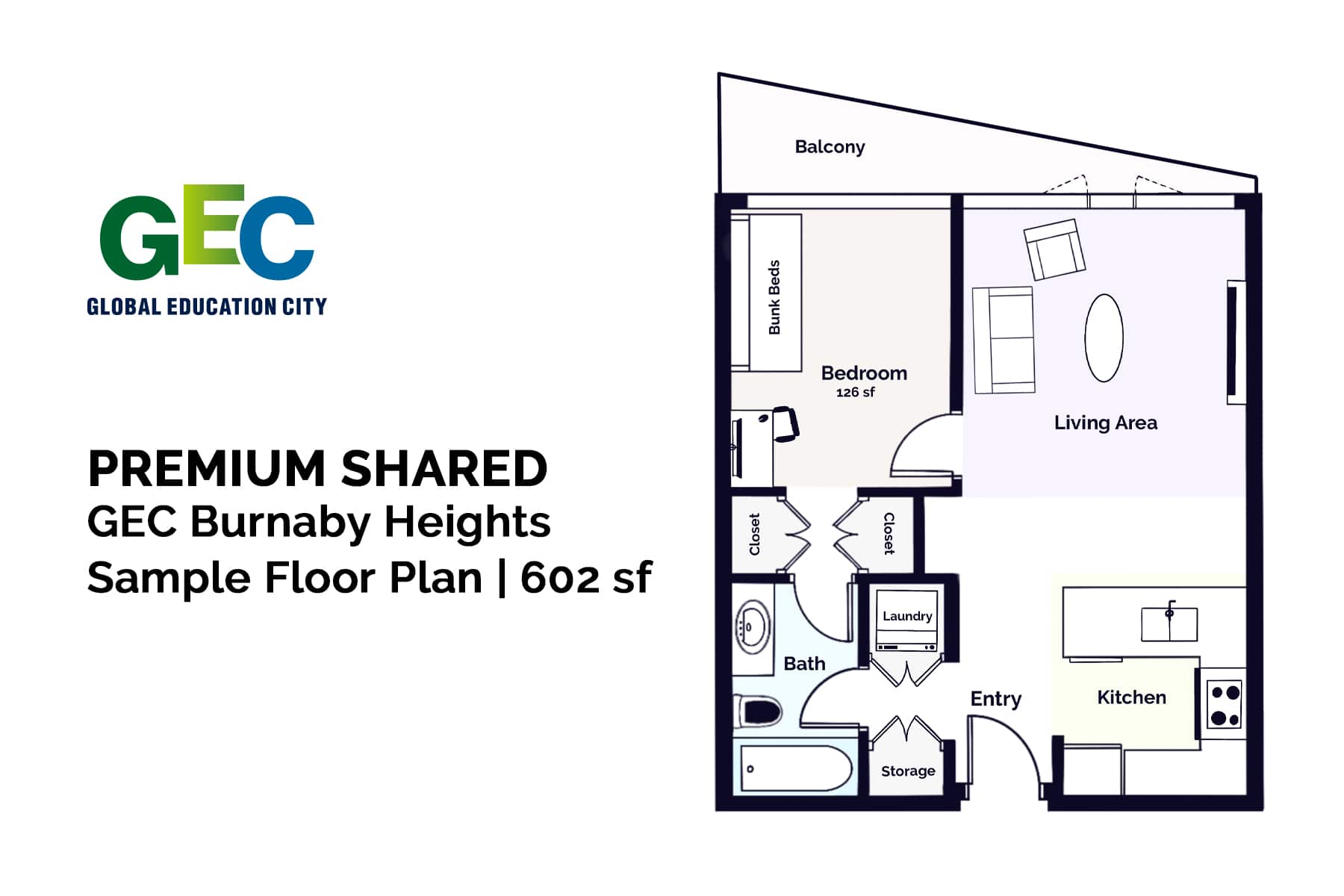  Premium Shared Bedroom  -  GEC Burnaby Heights  - Gallery -  2