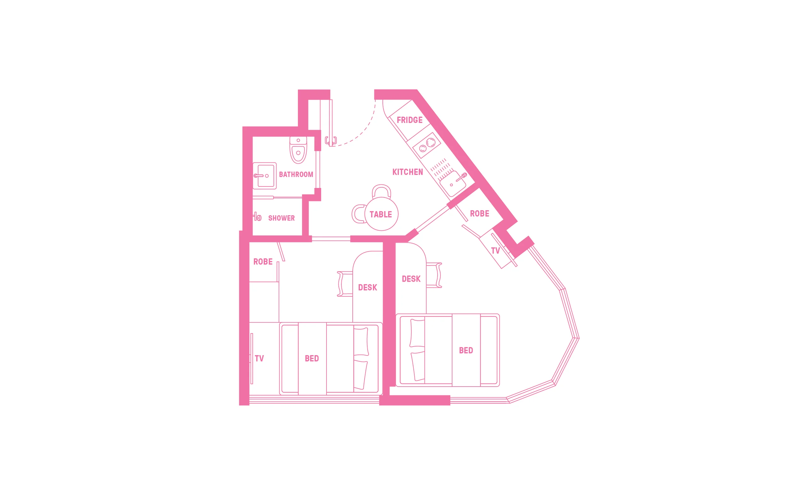  Double Bed, 2 Bed Apartment With Corner, Standard View  -  Scape Kingsford  - Gallery -  2