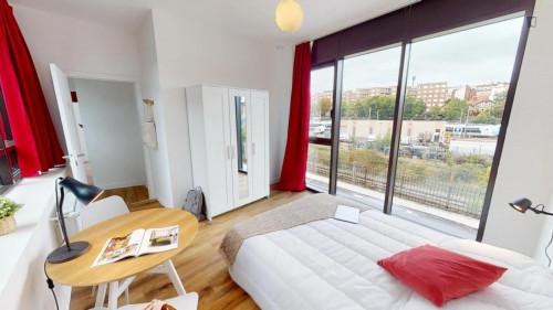 Sunny double bedroom in a 12-bedroom apartment close to Médiathèque Jean-Monnet