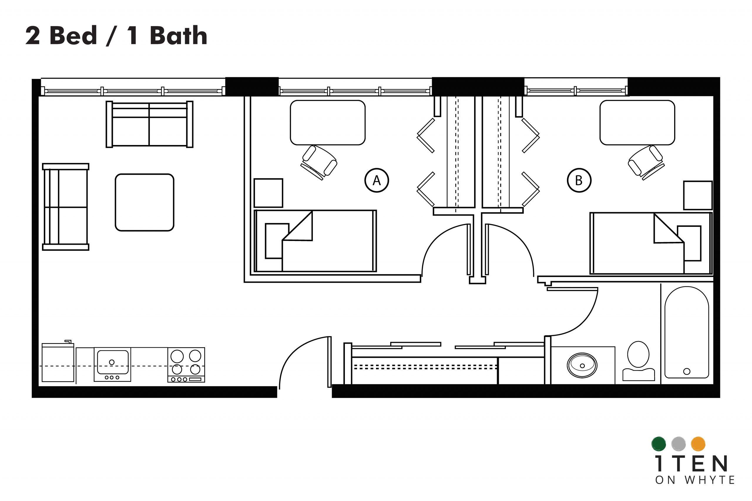 2 Bed 1 Bath - 2