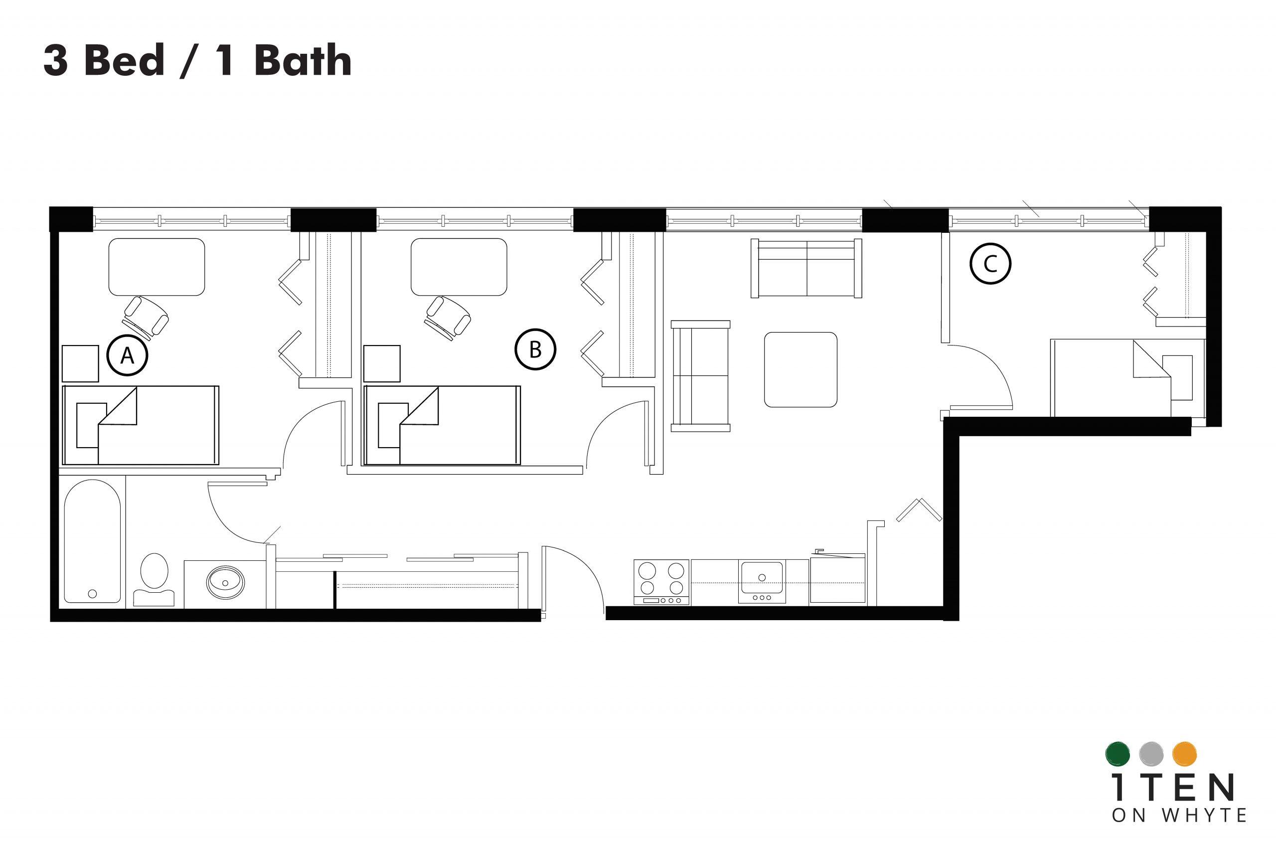 3 Bed 1 Bath - 2