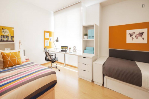 Bed in a cosy shared bedroom, in Segundo Ensanche