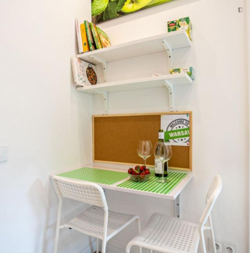 Room with balcony by Metro Wilanowska subway, close to Lazarski University