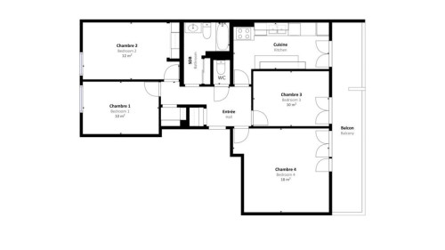 4-Bed Apartment on rue des Fontaines