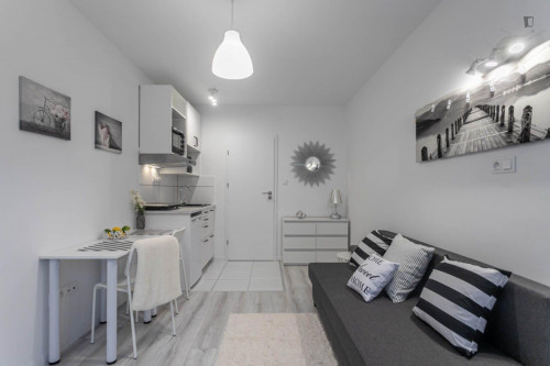 Studio flat with balcony,25 minutes to Warsaw's center, close to SWPS University