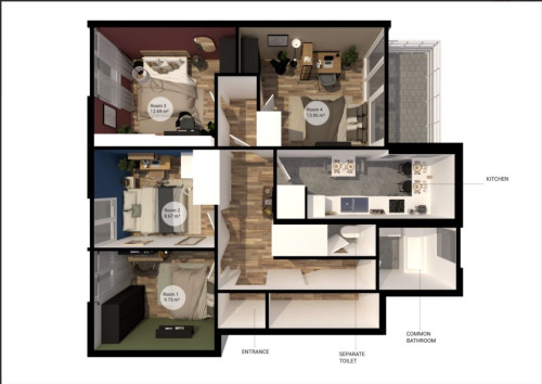 Contemporary 10m² co-living room near Paris - KRB5 - Gallery - 10