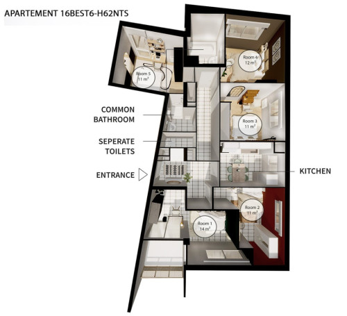Large 89 m² apartment for rent in coliving on the Île de Nantes