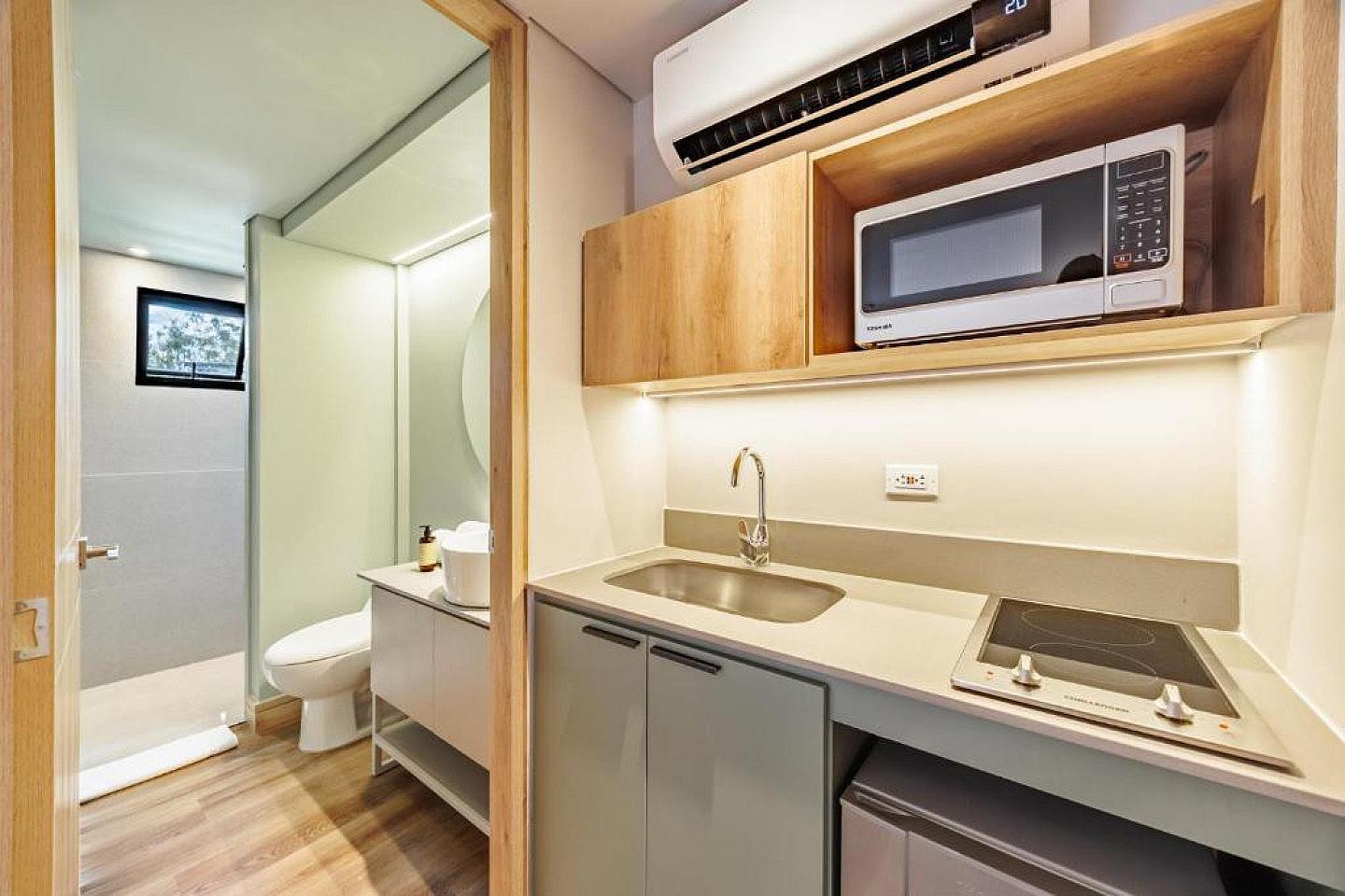 Studio Apartment W/ Kitchen & 2 Balconies - 55