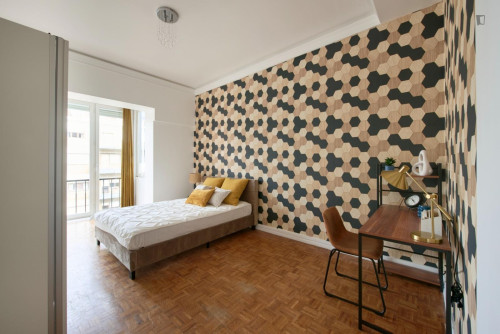 Cozy single bedroom in a property with balcony