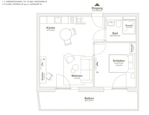 ipartment Medium Serviced Apartment mit Balkon - Gallery - 12