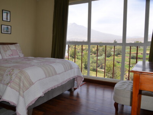 Beautiful view of the valley and volcanoes