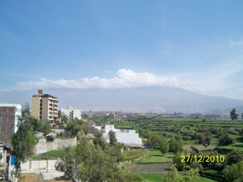 Beautiful view of the valley and volcanoes