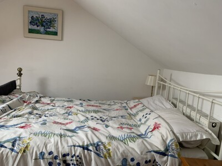 Airy attic room with posh bathroom