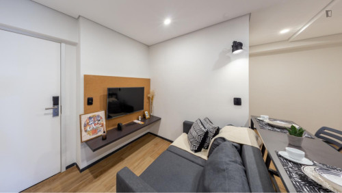 Elegant double ensuite bedroom near the Campus Baixada Santista of the UFSP