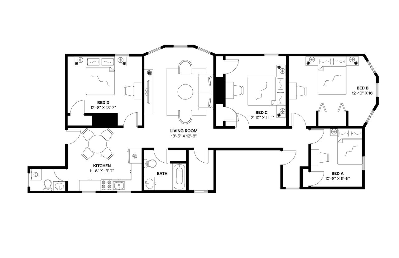 #1215: Dorchester - Fields Corner West - Full Bedroom A - 19