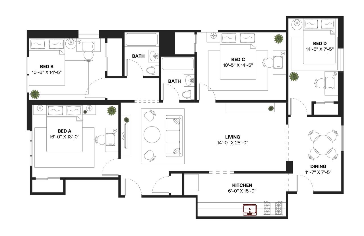  #368: Brighton - Queen Bedroom C  -  #368: Brighton  - Gallery -  3