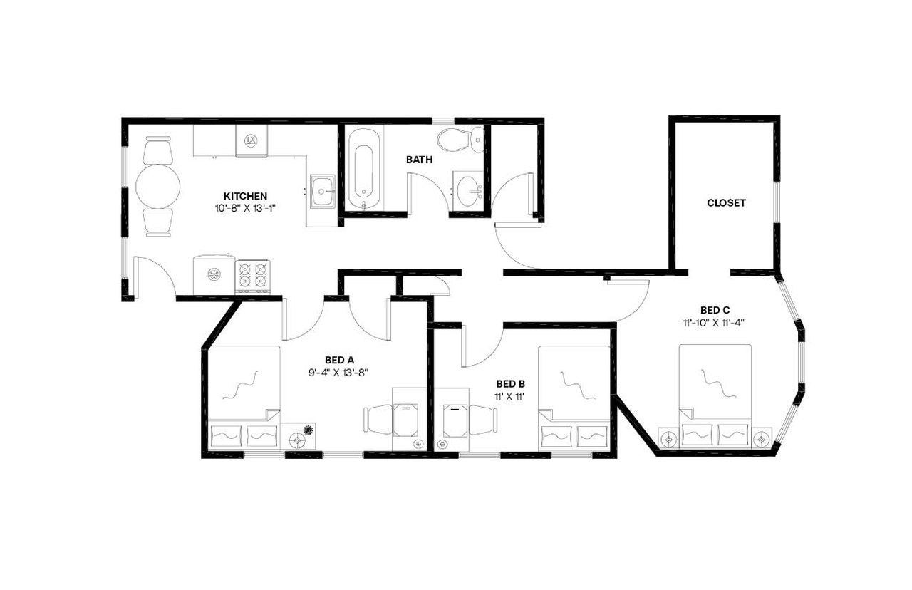  #1298: Central Square (Cambridge) - Full Bedroom C  -  #1298: Central Square (Cambridge)  - Gallery -  2