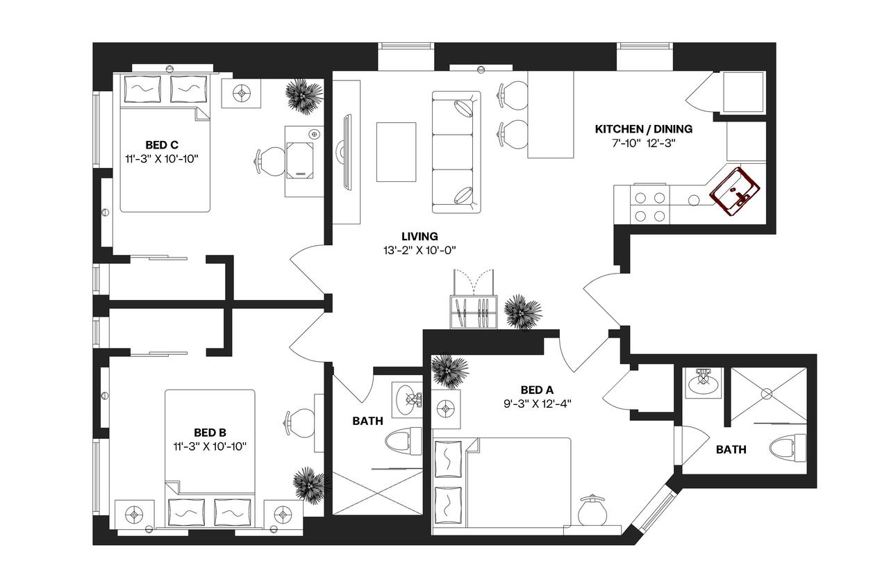 #198: Upper West Side - Queen Bedroom B - #198: Upper West Side - Gallery - 2