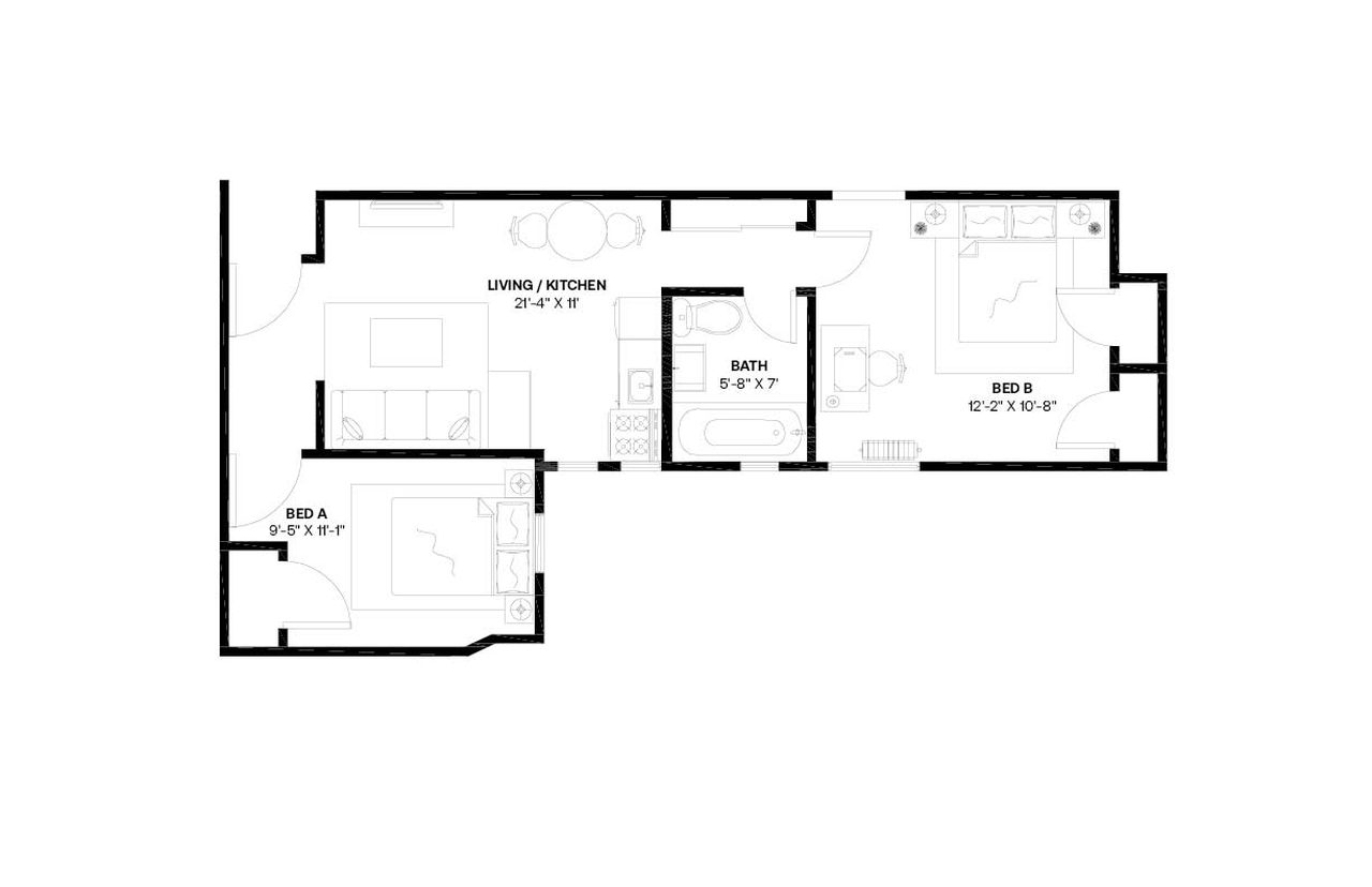  #893: East Harlem - Full Bedroom A  -  #893: East Harlem  - Gallery -  1