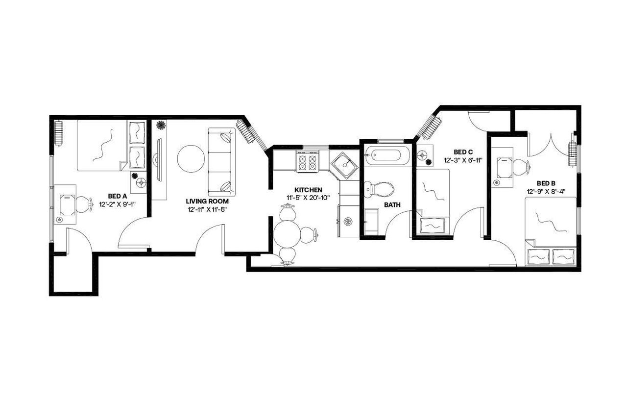 #749: Prospect Park South - Twin Bedroom C - #749: Prospect Park South - Gallery - 4