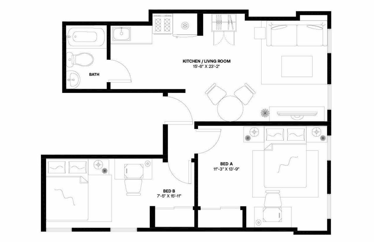 #1366: Clinton Hill - Full Bedroom A - #1366: Clinton Hill - Gallery - 1