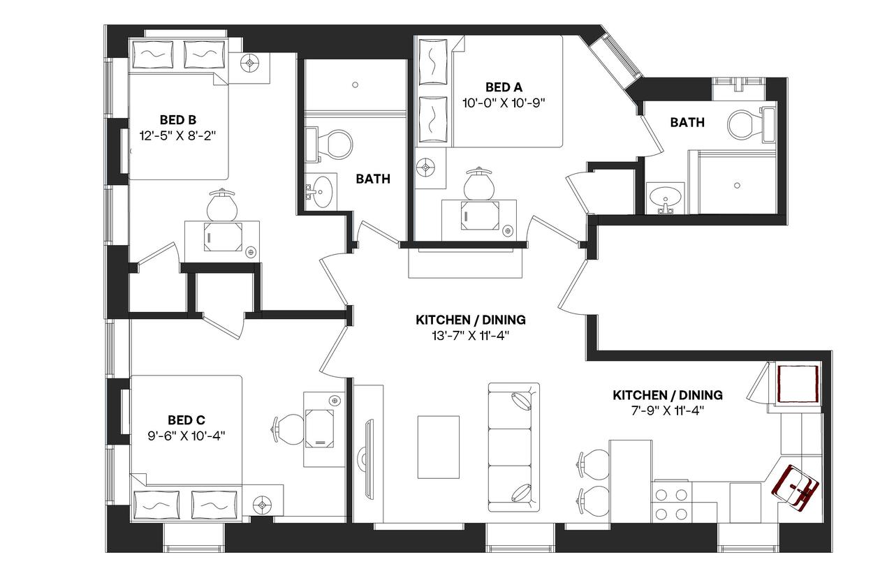  #222: Upper West Side - Queen Bedroom C  -  #222: Upper West Side  - Gallery -  3