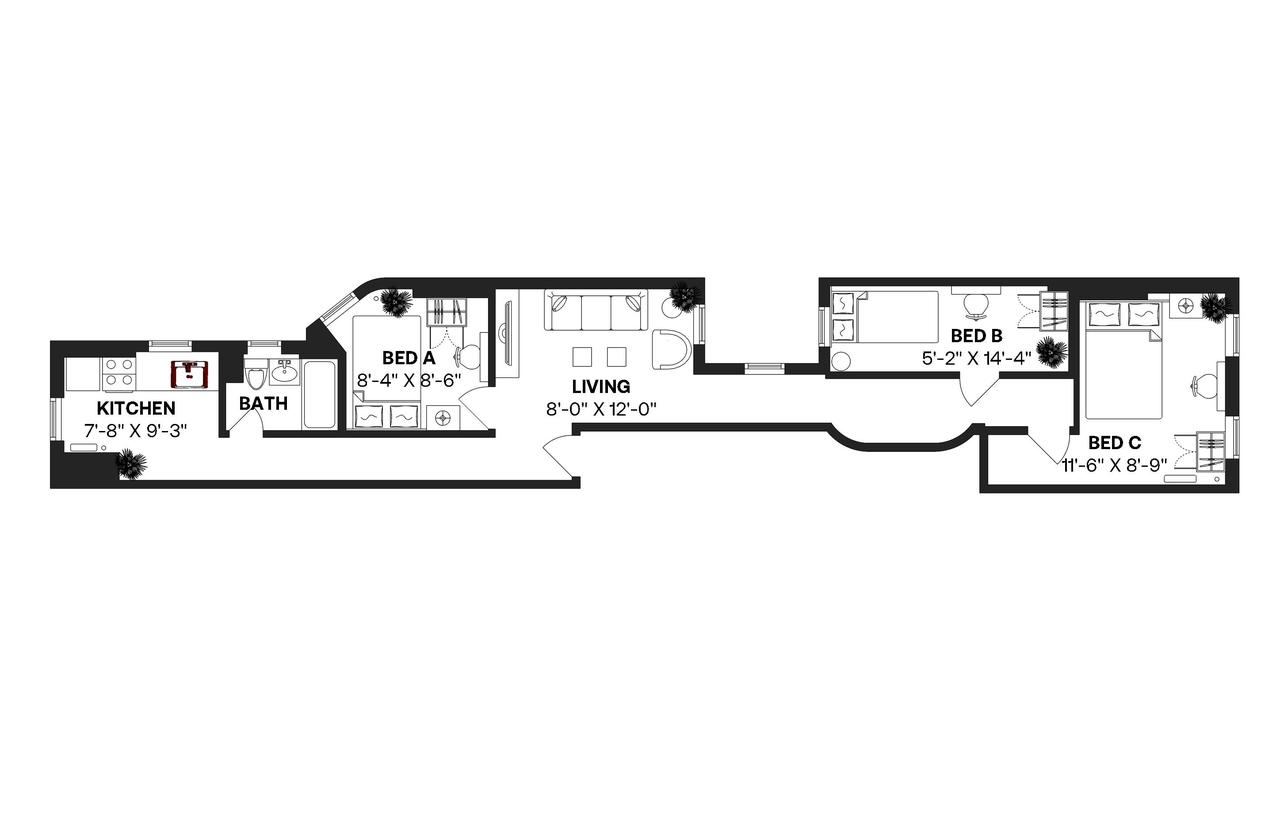 #210: Hell's Kitchen - Full Bedroom A - #210: Hell's Kitchen - Gallery - 3