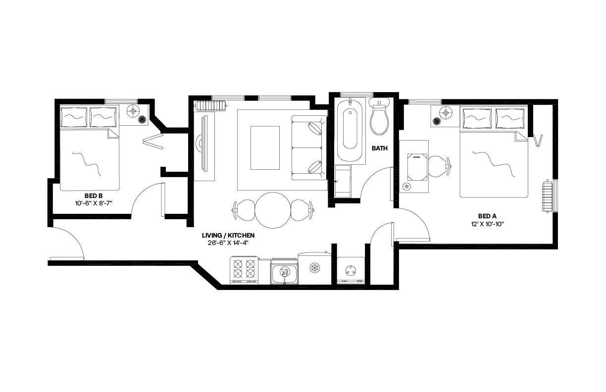 #746: East Harlem - Full Bedroom B - #746: East Harlem - Gallery - 3